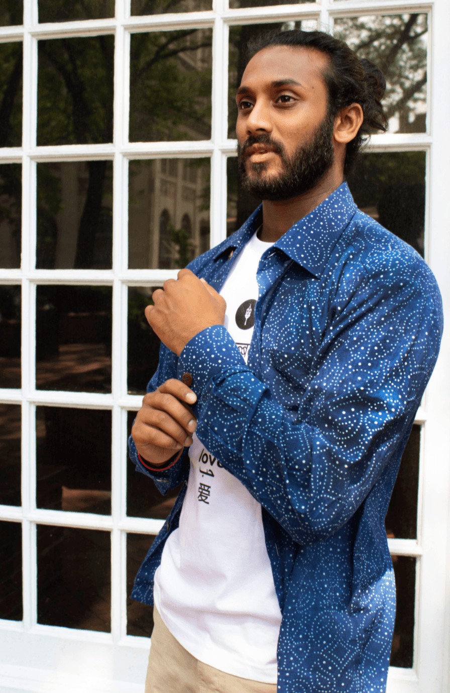 Bagru Indigo Long Sleeves Shirt - CHYATEE