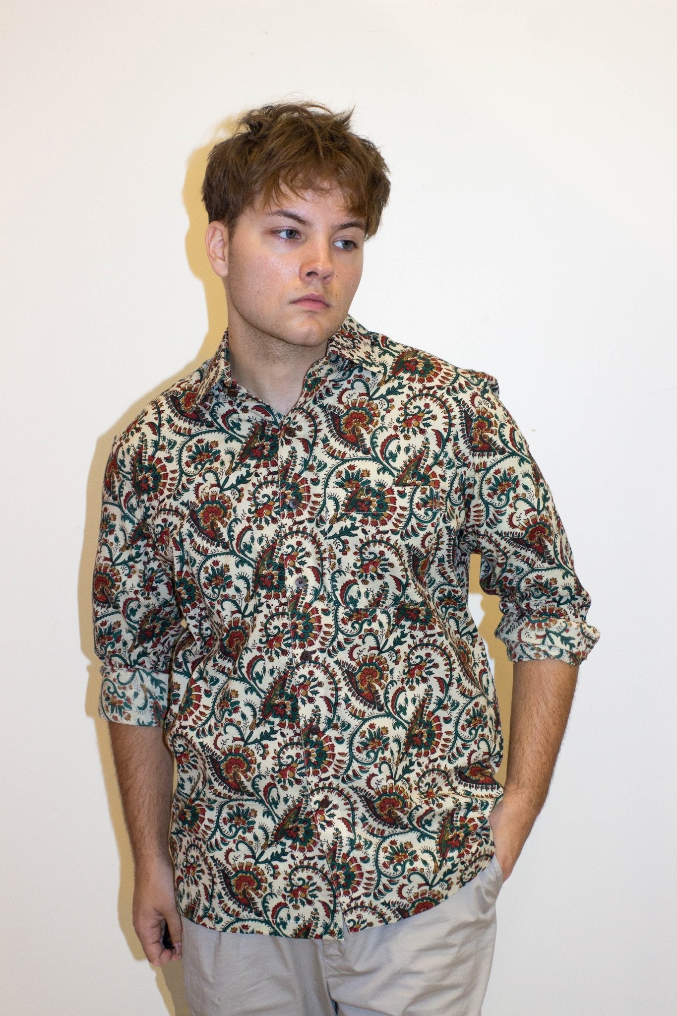 Block Printed Paisley Button-down - CHYATEE