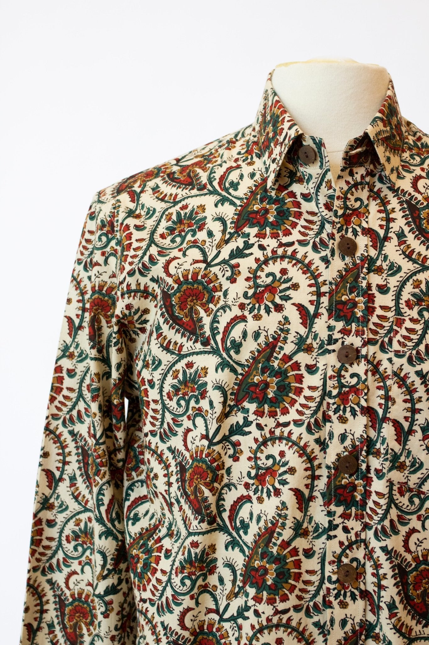 Block Printed Paisley Button-down - CHYATEE