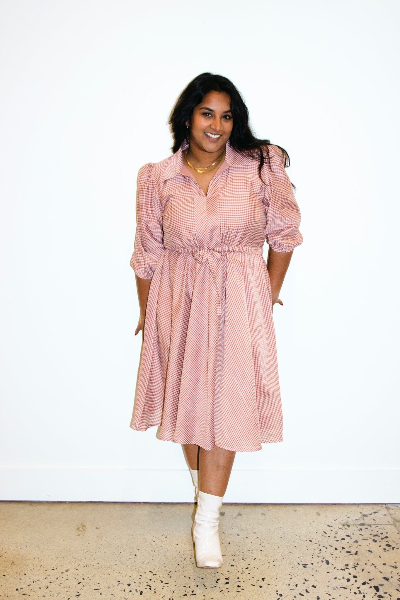 Burnt Gingham Frock - CHYATEE