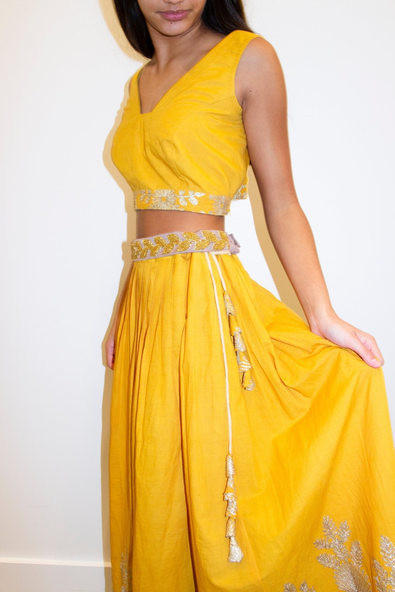 CHYATEE BESPOKE | Golden Yellow Potli Lengha - CHYATEE