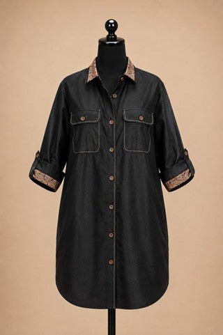 Black K Shirt Dress - CHYATEE