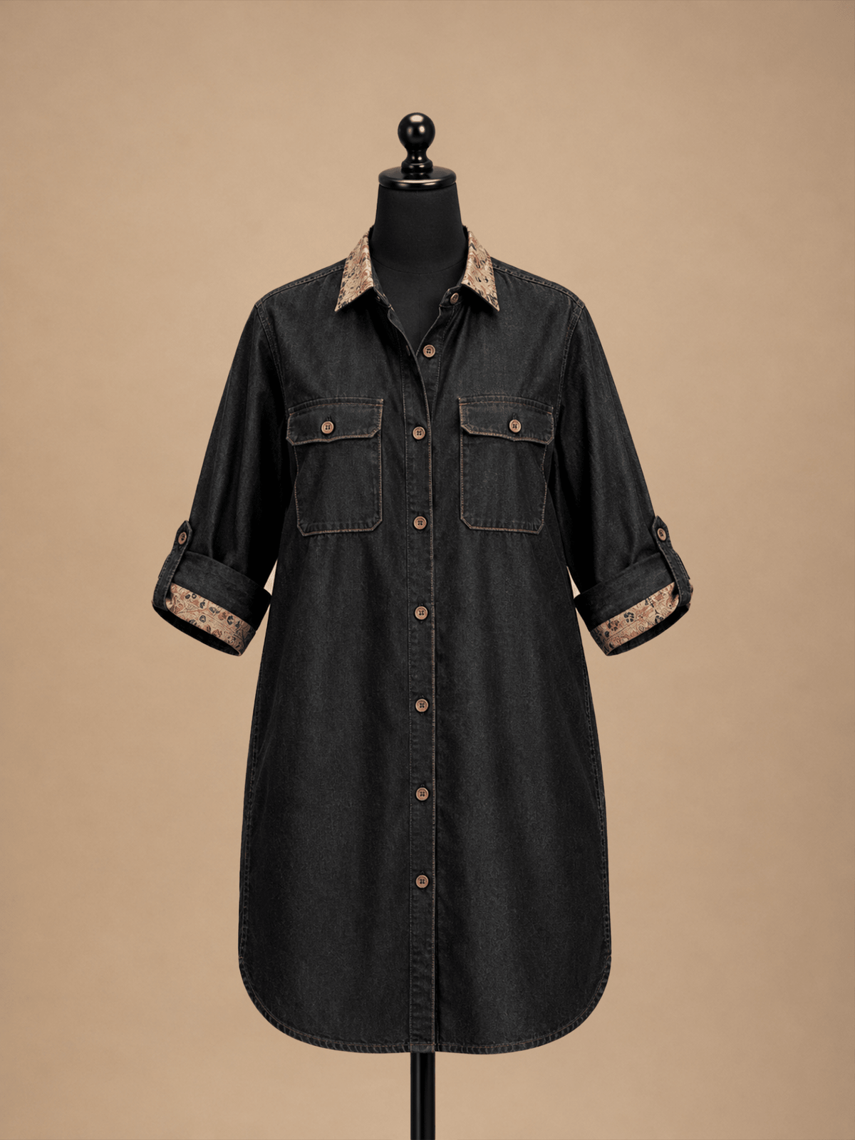 BLACK K SHIRT DRESS - CHYATEE