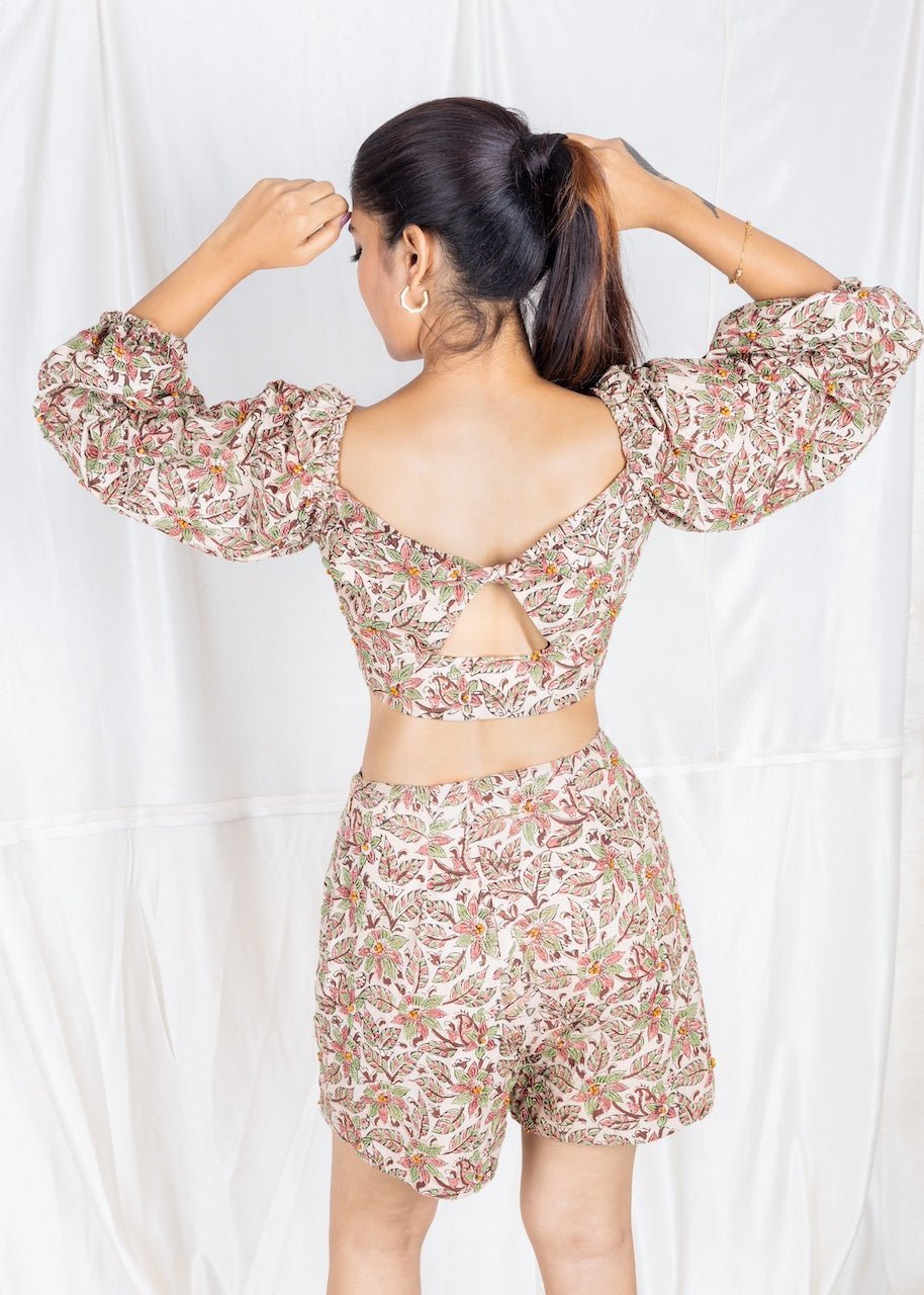 Lotus Kalamkari Shorts - CHYATEE