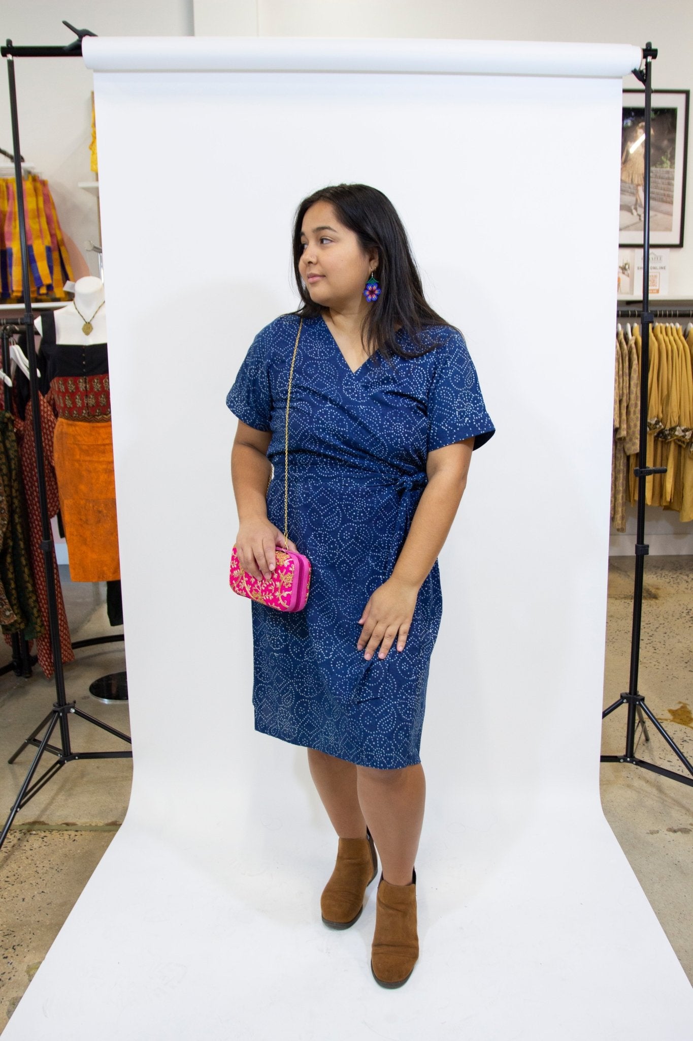 Bangru Indigo Wrap Dress - CHYATEE