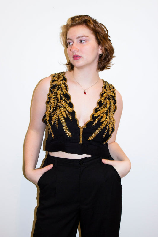 CHYATEE BESPOKE | AARI CROP-TOP: Majestic Noir - CHYATEE