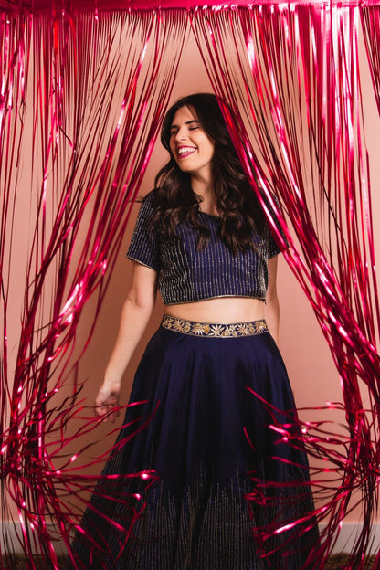 CHYATEE BESPOKE | Midnight Sparkle Lengha - CHYATEE