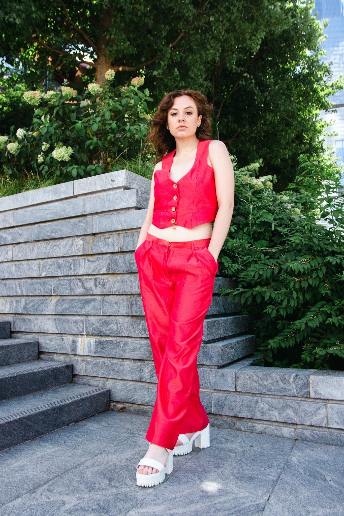 Coral Chanderi Flares - CHYATEE