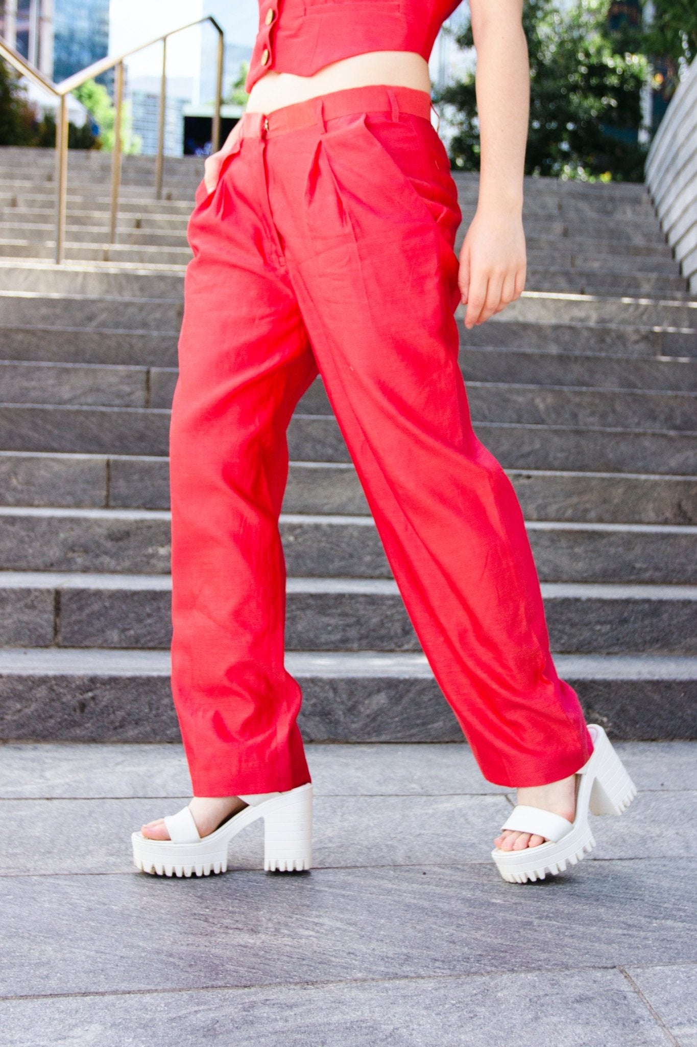 Coral Chanderi Flares - CHYATEE