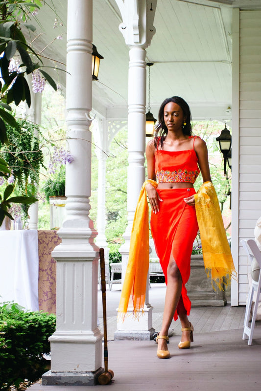 Saffron Fields Slit Skirt - CHYATEE